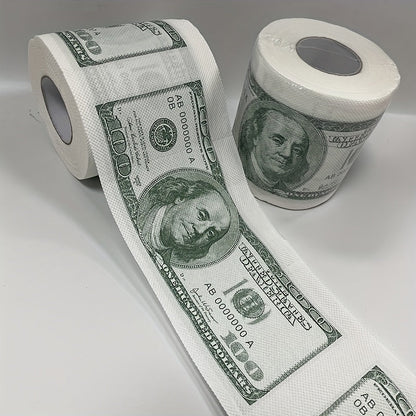 1 Roll of Whimsical $100 Bill Printed Toilet Paper - Multifold, Wood Pulp Material, Continuous Roll, Gift for Party Decor, Home Decor, and Holiday Gift Ideas Good Vibrations