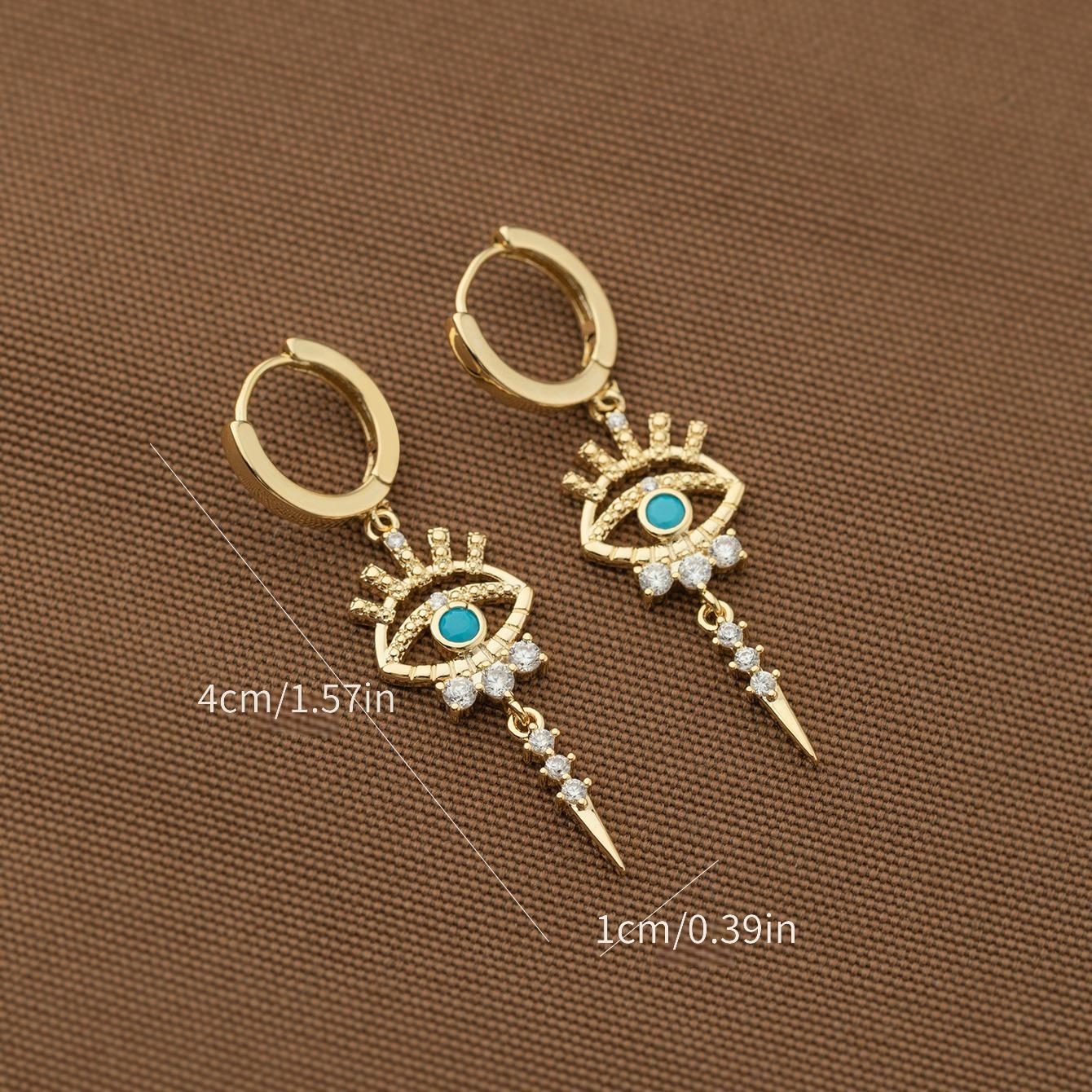 One Pair of Luxury Copper-Inlaid Synthetic Evil Eye Pendant Earrings Dating Gift Good Vibrations