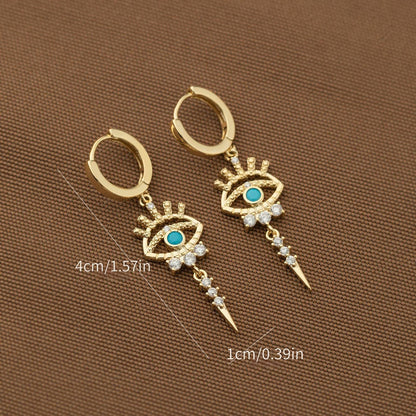 One Pair of Luxury Copper-Inlaid Synthetic Evil Eye Pendant Earrings Dating Gift Good Vibrations