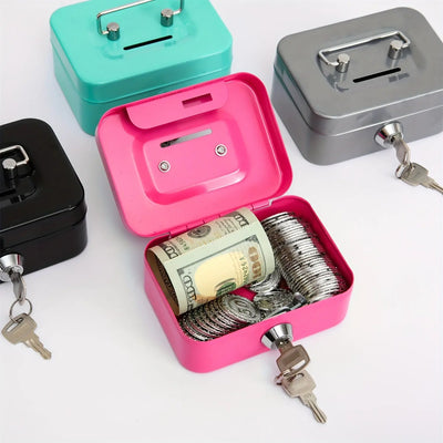 1pc Metal Keylock Storage Box, Money Box, Adult Deposit Box, Coin Deposit Box, Adult Deposit Box, Deposit Box, Cash Register 4.5 * 3.8* 2.3