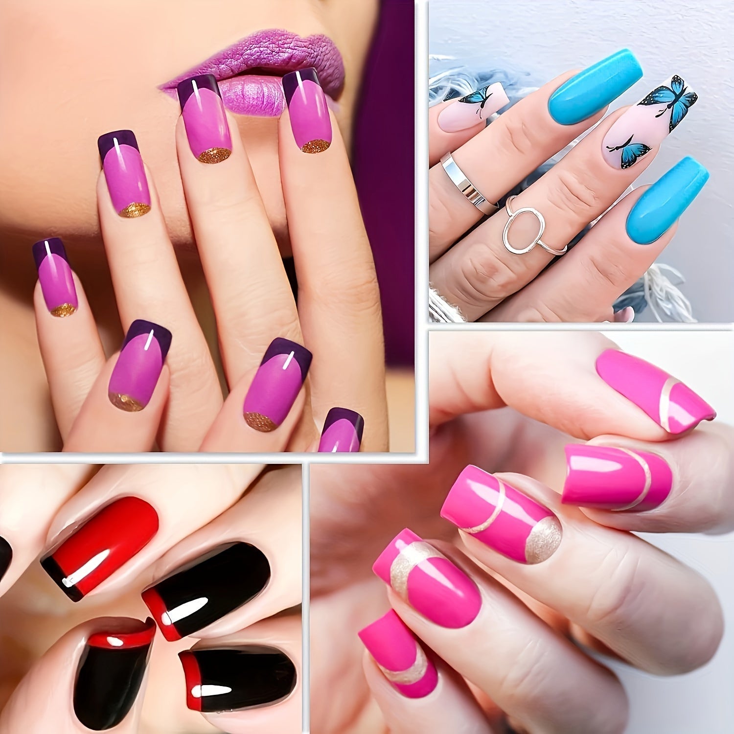 500 Medium Square Full Clear False Nail Patch - Pre-formed semi-matte full cover acrylic gel kit False nail tips pressed on nails for nail extension DIY salon Good Vibrations