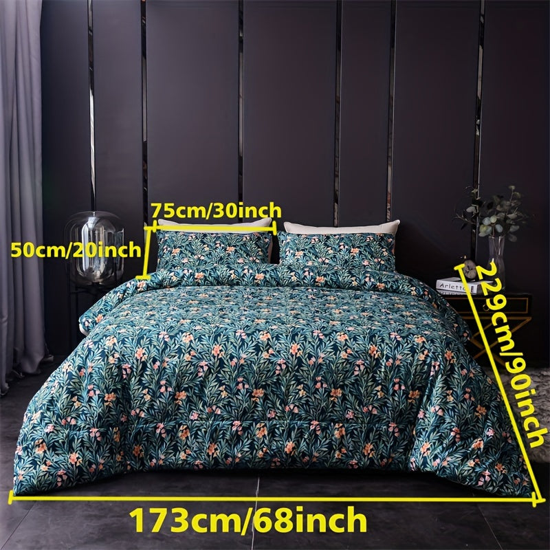 Floral Duvet Cover Set - 3 Piece Set with 2 Pillowcases, 100% Polyester Woven Fabric, Breathable All-Season, Comfortable Soft Sanded Finish, Vibrant Digital Print, Machine Washable, No Comforter or Duvet Insert Included Good Vibrations