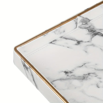 Phnom Penh White Marble Pattern Large Rectangular Tray Desktop Decoration Tea Set Accessory Tray Good Vibrations
