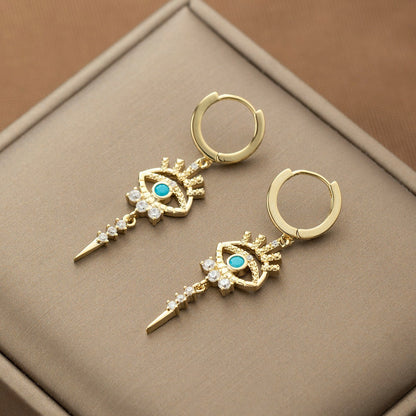 One Pair of Luxury Copper-Inlaid Synthetic Evil Eye Pendant Earrings Dating Gift Good Vibrations