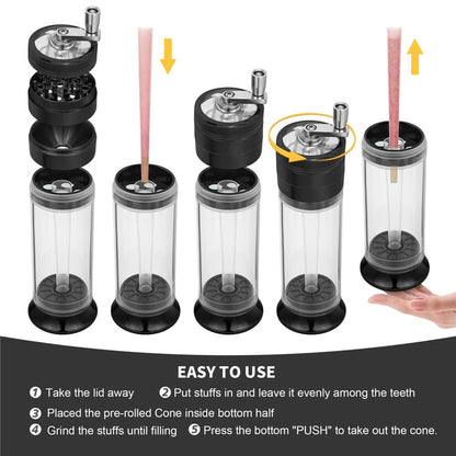 1pc Spice Grinder 3-in-1 with 50pcs Cigarette Paper, Rolled Cone Loader Machines Quick Fill, Grinding Storage with Magnetic Lid, King Size Pre-Rolled Cones with Tips, Rolling Paper Cones, Smoking Accessories, Gifts for Friend Good Vibrations
