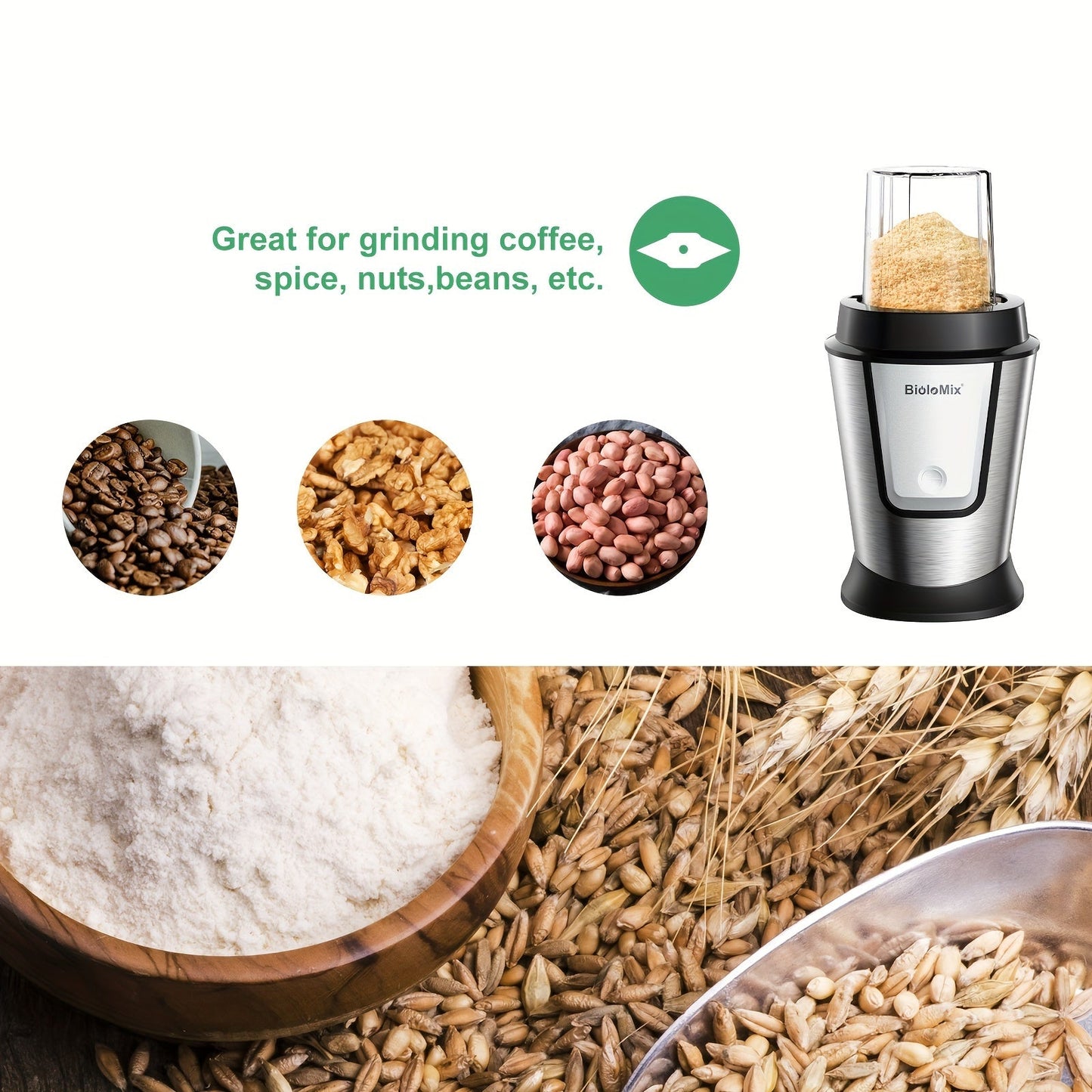 BioloMix 700W High-Speed Blender - 3-in-1 Smoothie Maker, Food Processor & Grinder Good Vibrations