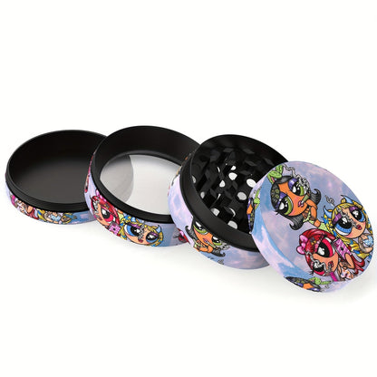 4-Layer Compact Cartoon-Themed Zinc Alloy Spice Grinder, 50mm Diameter - Easy Twist, Detachable Design for Effortless Grinding, Perfect Gift Idea Good Vibrations