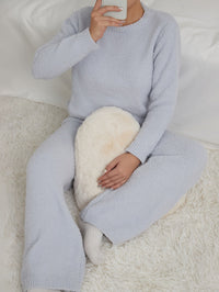 Women'S Cozy Fleece Set - Soft Long Sleeve Top & Pants, Gray, Casual Crew Neck, Perfect for Fall/Winter, Comfortable Home Wear, Cozy Clothing | Relaxed Fit Pants | Soft Fleece Material For Women Set For Women For Women Good Q Good Vibrations