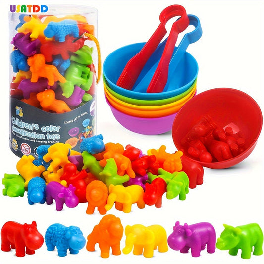 [Learning Math Toys] Math Color Sorting Toys Set, Counting Animals Toys Matching Game with Sorting Bowls Learning Activities Sensory Fine Motor Toys for Age 3+ Years Old Youngsters Ramadan Mubarak Good Vibrations