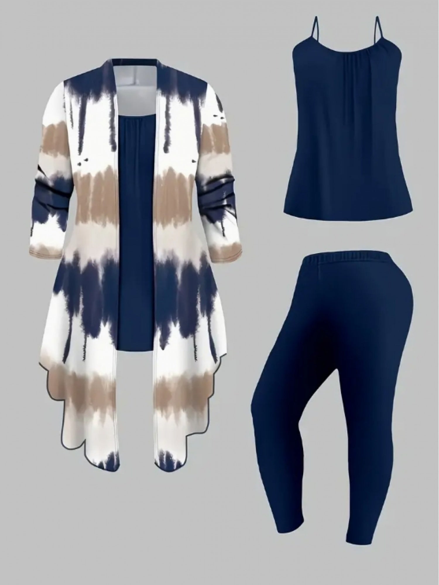 Women'S 3pcs Winter Warmth Set - Oversized Sleeveless Top & Leggings with Geometric Pattern, Soft Stretchy Fabric, Loose Fit Coordinated Outfits in Orange/Blue/Black/Green | Machine Washable Casual to Formal Wear for Office, Good Vibrations