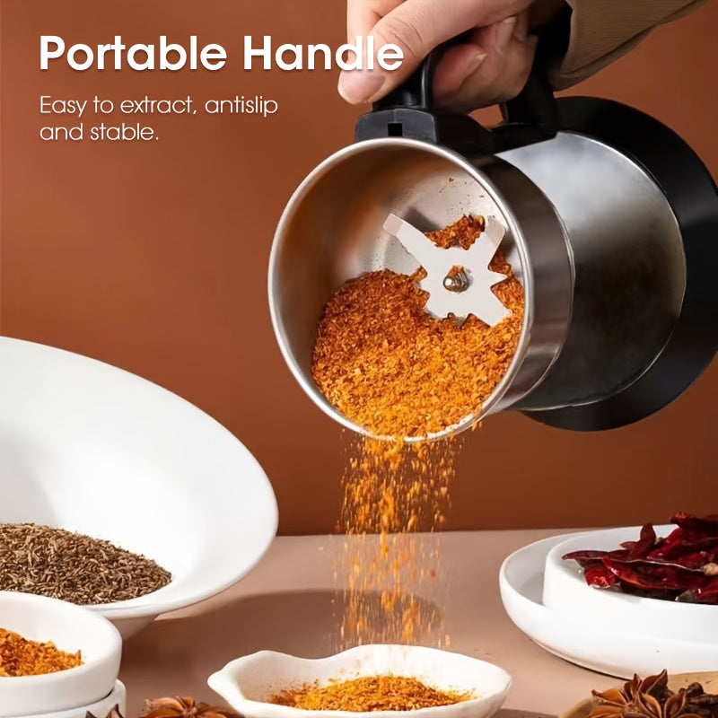 [High Power Electric Grinder] 25000 RPM High Power Electric Grinder - 1pc Stainless Steel Blade Mill for Beans, Nuts, Spices & Coffee, Silvery Finish, Easy to Clean, 110V US Plug (Ideal Holiday Gift), Coffee Grinder | Sleek G Good Vibrations