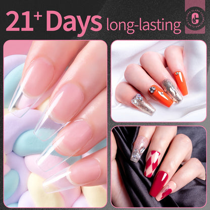Clara Colors Nail Tips And Glue Gel Kit, 550pcs Soft Gel Full Cover Nails Tips And Nail Glue Kit Good Vibrations