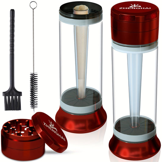 ZHENGHAI 3 In 1 Tobacco Grinder Herb Grinder Multifunctional Cone Loader Rolling Machine Blunt Joint Roller Machine Grinding Filling Storage All in One With Cleaning Brush Good Vibrations