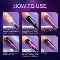 Arousar Cat Eye Gel Polish Set, 16pcs Chameleon Gel Nail Polish Black Purple Glitter Silver Changing Magic Galaxy Effect Kit With Base Top Coat, LED Nail Lamp, Cuticle Oil And Manicure Tools Good Vibrations