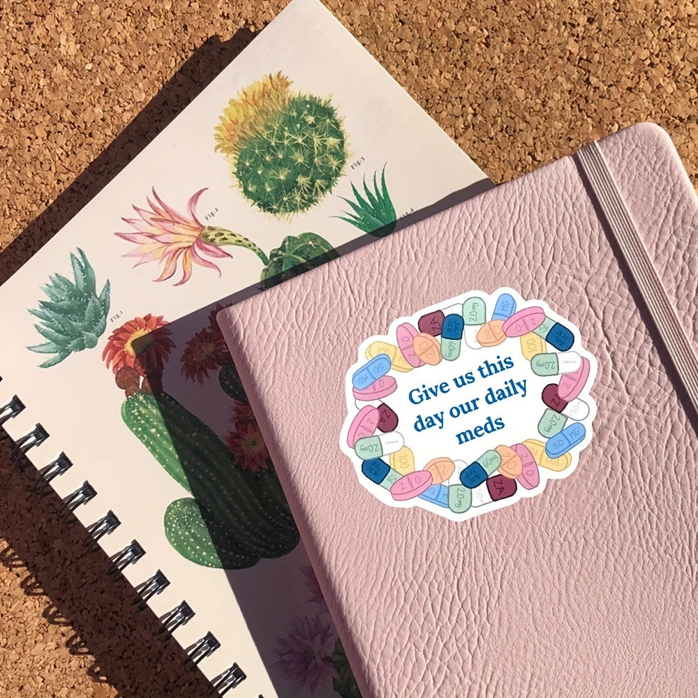 Give Us Our Daily Meds Sticker – Colorful Mental Health Awareness Circular Design with Antidepressant & Anxiety Theme, Perfect for Nurses and Medication Management, Health Awareness Sticker | Circular Sticker | Paper Sticke Good Vibrations Adult Super Store