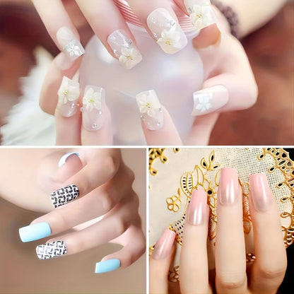 500 Medium Square Full Clear False Nail Patch - Pre-formed semi-matte full cover acrylic gel kit False nail tips pressed on nails for nail extension DIY salon Good Vibrations