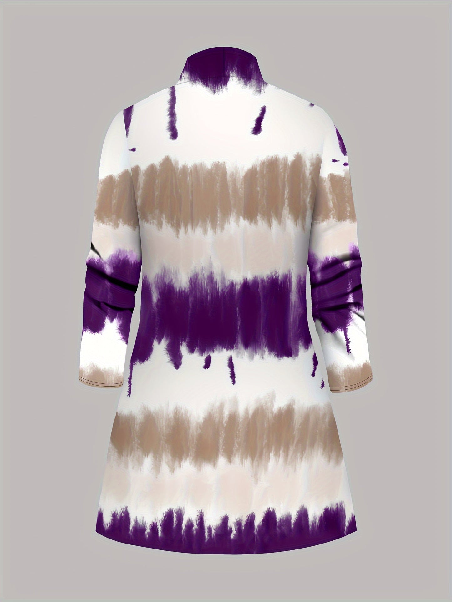 Three-Piece Plus Size Tie Dye Open Front Top & Solid Color Cami Top & Elastic Waist Pants Outfits, Women's Casual Clothing Set Good Vibrations