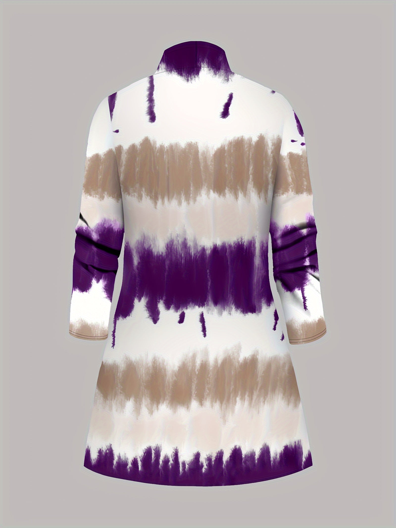 Three-Piece Plus Size Tie Dye Open Front Top & Solid Color Cami Top & Elastic Waist Pants Outfits, Women's Casual Clothing Set Good Vibrations