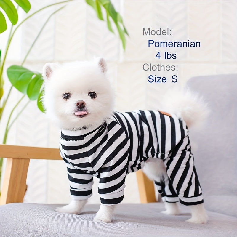 Year-Round Cozy Knit Pajamas for Small Dogs & Cats - Easy Pullover, Stretch Comfort, Stylish Stripes Good Vibrations