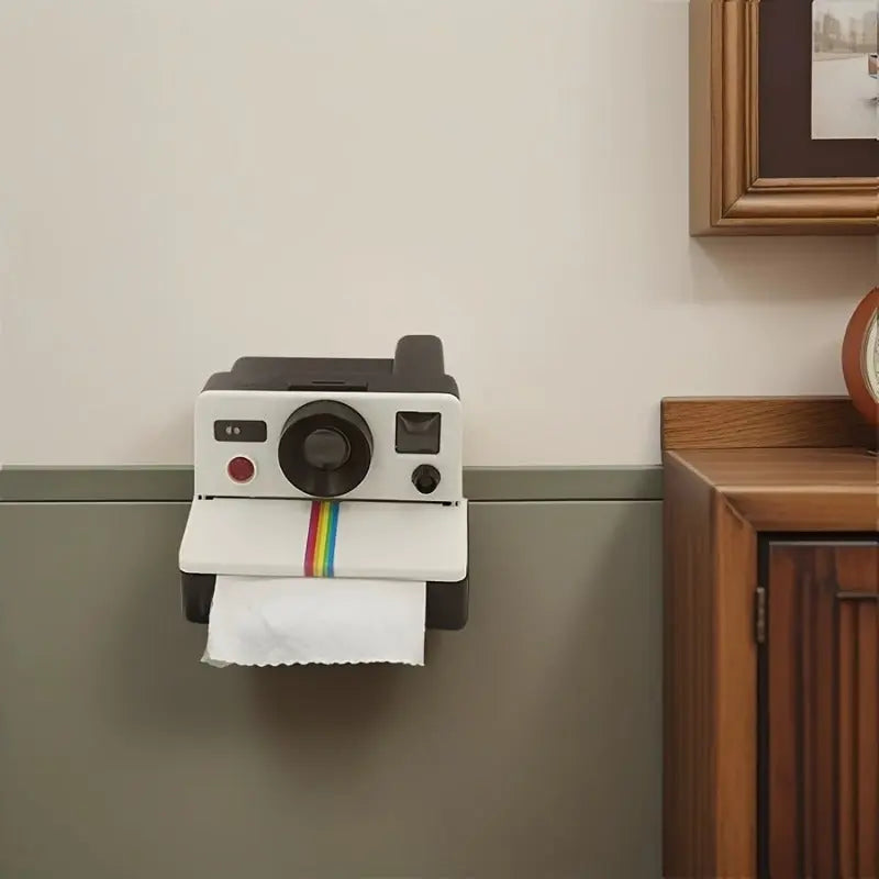 1pc Retro Camera Design ABS Resin Toilet Paper Holder - Novel Bathroom Paper Towel Dispenser, Chic Home Decoration Accessory, Unique Gift Idea Good Vibrations