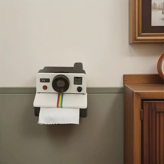1pc Retro Camera Design ABS Resin Toilet Paper Holder - Novel Bathroom Paper Towel Dispenser, Chic Home Decoration Accessory, Unique Gift Idea Good Vibrations