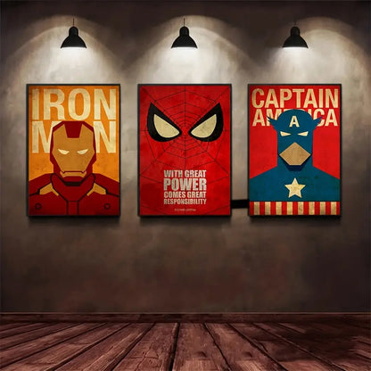 3pcs Unframed Canvas Poster Set - Vibrant Comic Art Marvel Poster with Spiderman, Captain America, Iron Man - Perfect Gift for Marvel Fans, Ideal Wall Decor for Bedroom, Living Room, Corridor, Office, and Winter Room Decorati Good Vibrations