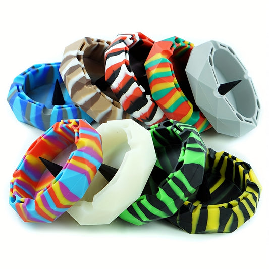 1 Creative Silicone Ashtray - Unique Irregular Shape, Colorful Patterns, No Power Needed - Perfect for Home Decor & Gifts