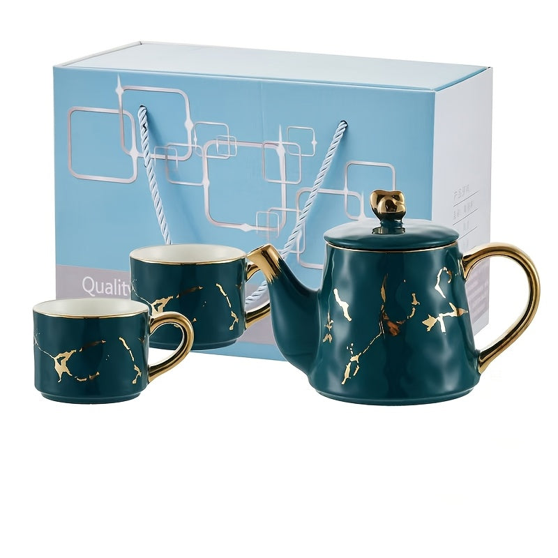 Elegant Ceramic Tea Set with Marble Design - ZBB1 Good Vibrations