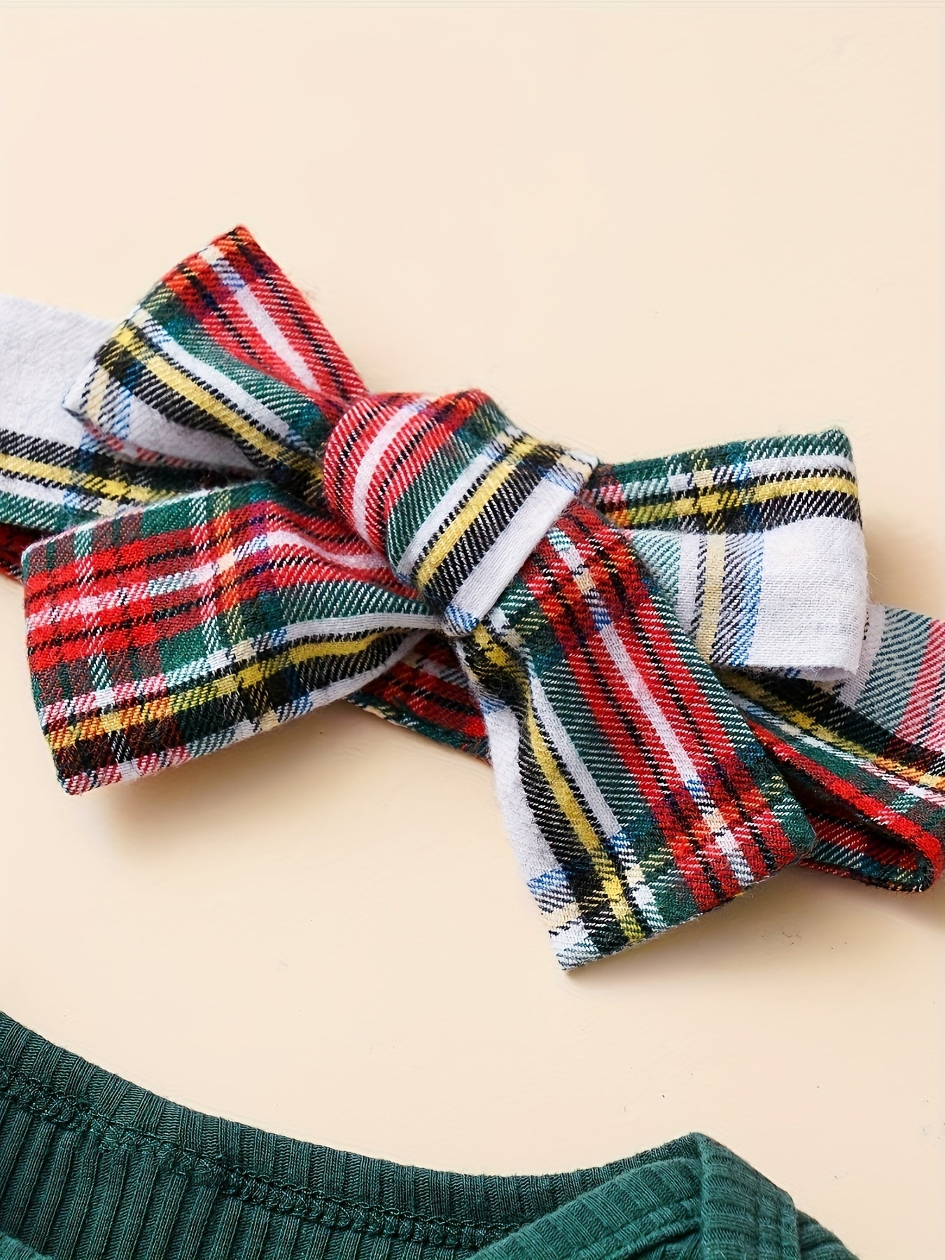Baby Autumn and Winter Clothing Set Baby Girls 0-18 Months Romper and Plaid Strap Skirt and Headband Good Vibrations