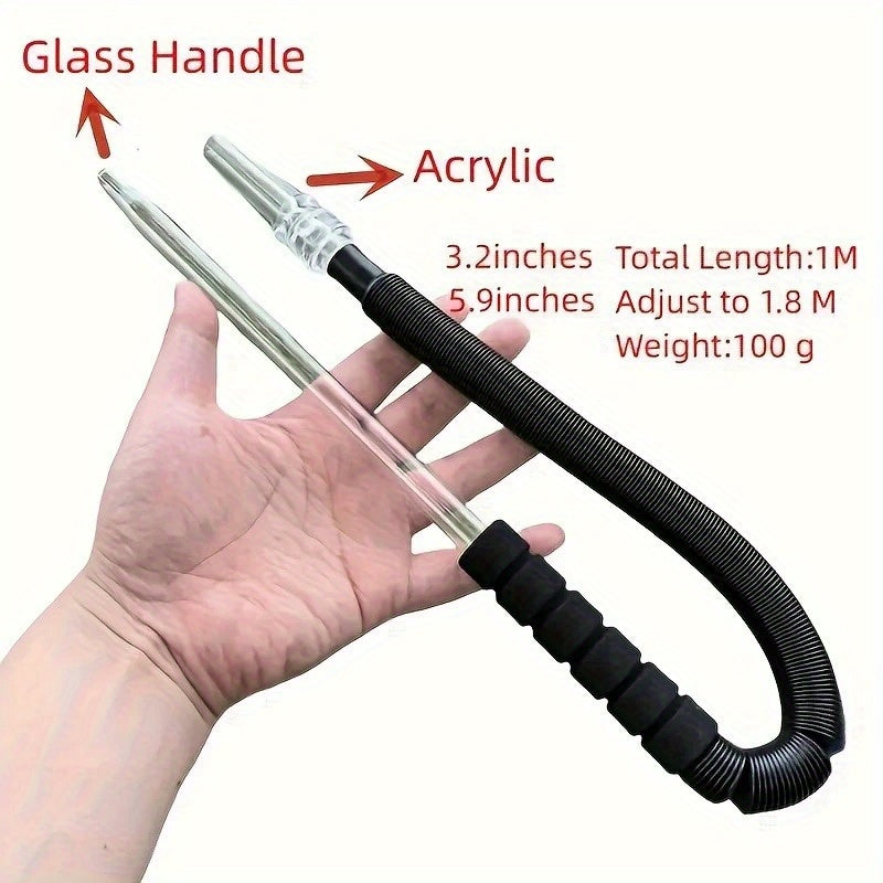 Adjustable Reusable Glass Hookah Tube with Acrylic/ plastic Head - Black Handle and Transparent Tube, Suitable for Hookah Smoking, Parties, Bars - No Power Required, Party Smoking Accessories Good Vibrations