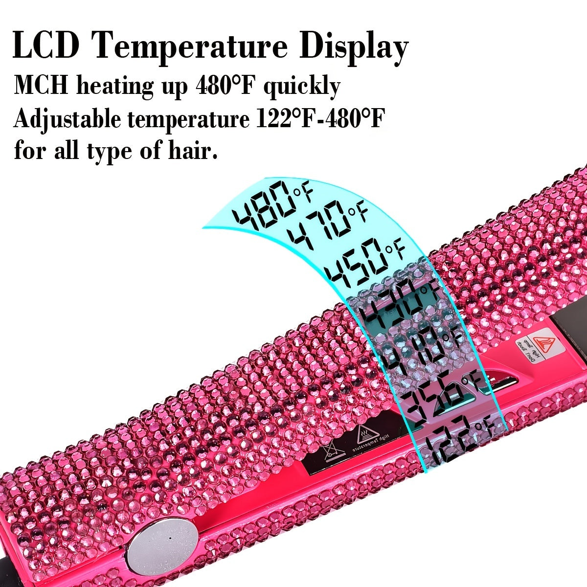 MEEKNISS Professional -encrusted Hair Straightener & Curler 2-in-1 - Fast Flat Iron with Nano- Plates, 480°F Max Temp, Digital LCD Display, Dual Voltage (110-240V) for Wet/Dry Hair, Pink & Black Glitter Design, Worldwide Tra Good Vibrations