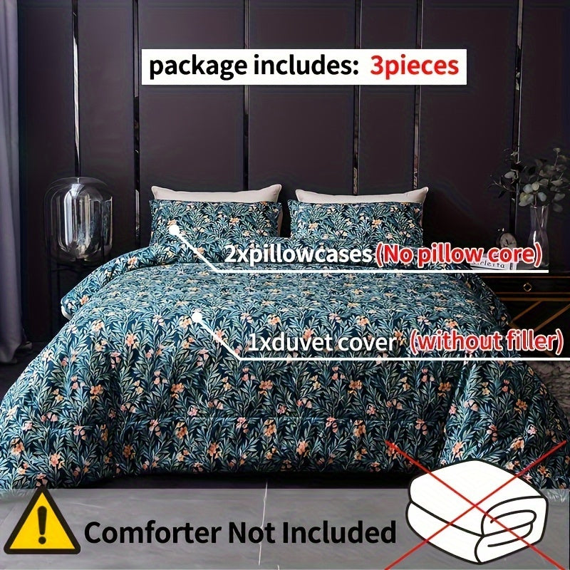 Floral Duvet Cover Set - 3 Piece Set with 2 Pillowcases, 100% Polyester Woven Fabric, Breathable All-Season, Comfortable Soft Sanded Finish, Vibrant Digital Print, Machine Washable, No Comforter or Duvet Insert Included Good Vibrations