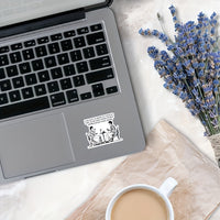 Humorous Vinyl Sticker | 'I'm Not As Mean As I Would Like to Be' Quote | Black & White Tea Party Illustration of Two Women | Sarcastic Laptop Decal for Book Lovers | Durable Matte Vinyl | Reusable Self-Adhesive for Laptops, B Good Vibrations