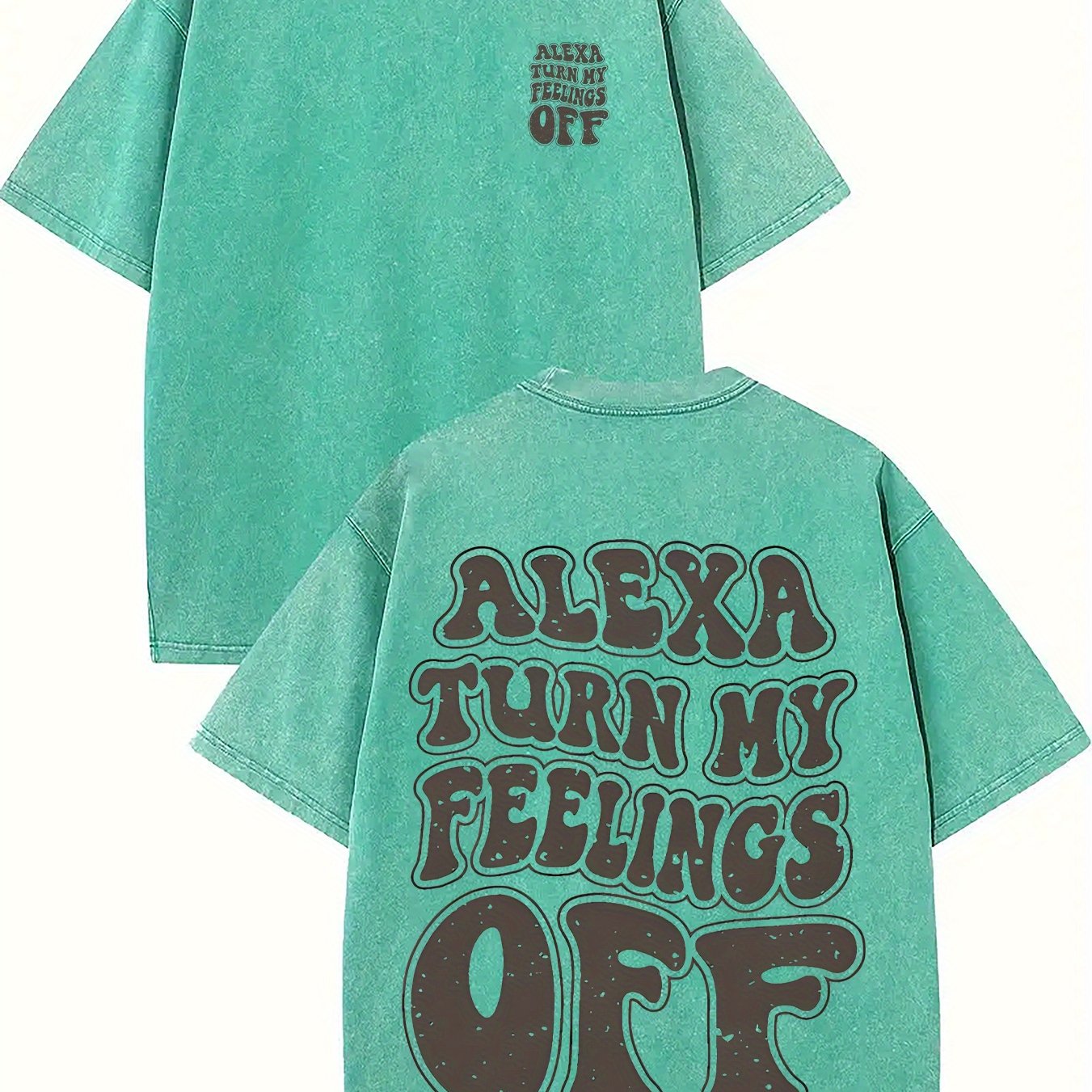 100% Cotton Alexa Turn My Feelings Off Prints, Comfortable Fit, Short-Sleeved Round Neck Casual Men's T-Shirts for Daily and Outdoor Good Vibrations