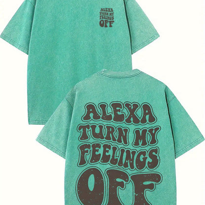 100% Cotton Alexa Turn My Feelings Off Prints, Comfortable Fit, Short-Sleeved Round Neck Casual Men's T-Shirts for Daily and Outdoor Good Vibrations