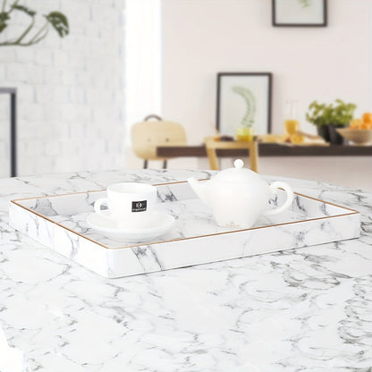 Phnom Penh White Marble Pattern Large Rectangular Tray Desktop Decoration Tea Set Accessory Tray Good Vibrations