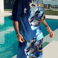 Mens outfit 100% Polyester  Casual Sports Sweatshirt - Breathable, Slightly Stretchy, Crew Neck, Patterned with Animals, Perfect for Beach, Going Out, Weekend Casual - Comfortable, Relaxed Fit for Spring and Good Vibrations