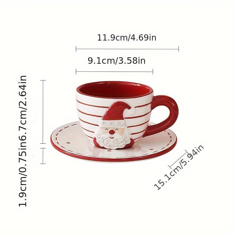 Santa Claus Ceramic Tea Set with Teapot and Cup, European Style Christmas Coffee Cup and Saucer Set, Creative Gift Relief Teapot Afternoon Tea Set, Christmas gift, Halloween gift Good Vibrations