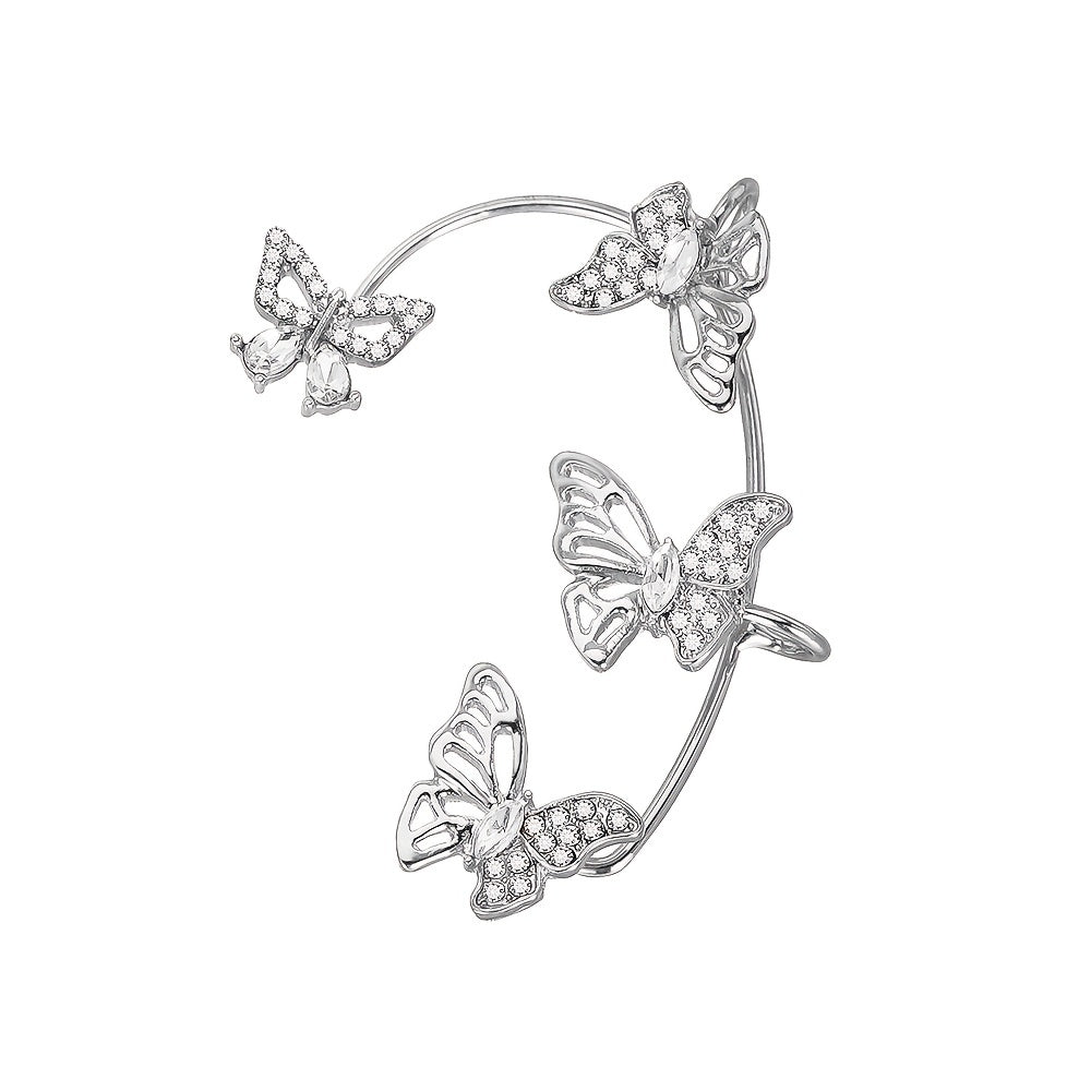 Women'S Elegant Butterfly Ear Cuffs - No-Piercing Ear Hooks, Synthetic Gemstone Accents, Everyday & Formal Jewelry for Parties, Weddings, Everyday Outfits - Non-Piercing Ear Clips for Sensitive Light Beige, Party Accessories, Good Vibrations