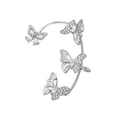 Women'S Elegant Butterfly Ear Cuffs - No-Piercing Ear Hooks, Synthetic Gemstone Accents, Everyday & Formal Jewelry for Parties, Weddings, Everyday Outfits - Non-Piercing Ear Clips for Sensitive Light Beige, Party Accessories, Good Vibrations