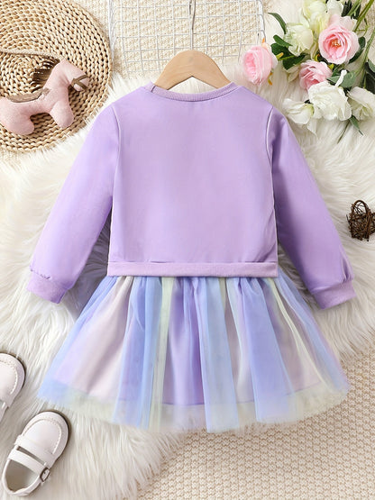 Adorable Unicorn Midi Dress - Comfortable, Season-Ready with Tulle Detailing, Ideal for Girls Good Vibrations