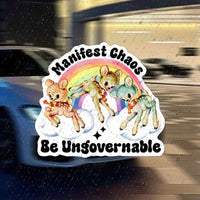 Manifest chaos be ungovernable Car Sticker, Social justice Car Sticker, Activist Car Sticker, Anarchist Car Sticker, Laptop Car Sticker, Feminist Car Good Vibrations Adult Super Store