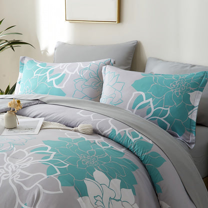 7Pcs Lightweight Boho Comforter Set - Stain-Resistant, Soft 100% Microfiber Cover, 100% Polyester Fiber Filling, Woven For Durability - Full/Queen/King Size Bed In A Bag For All Seasons, Floral Pattern Printed Bedding Good Vibrations