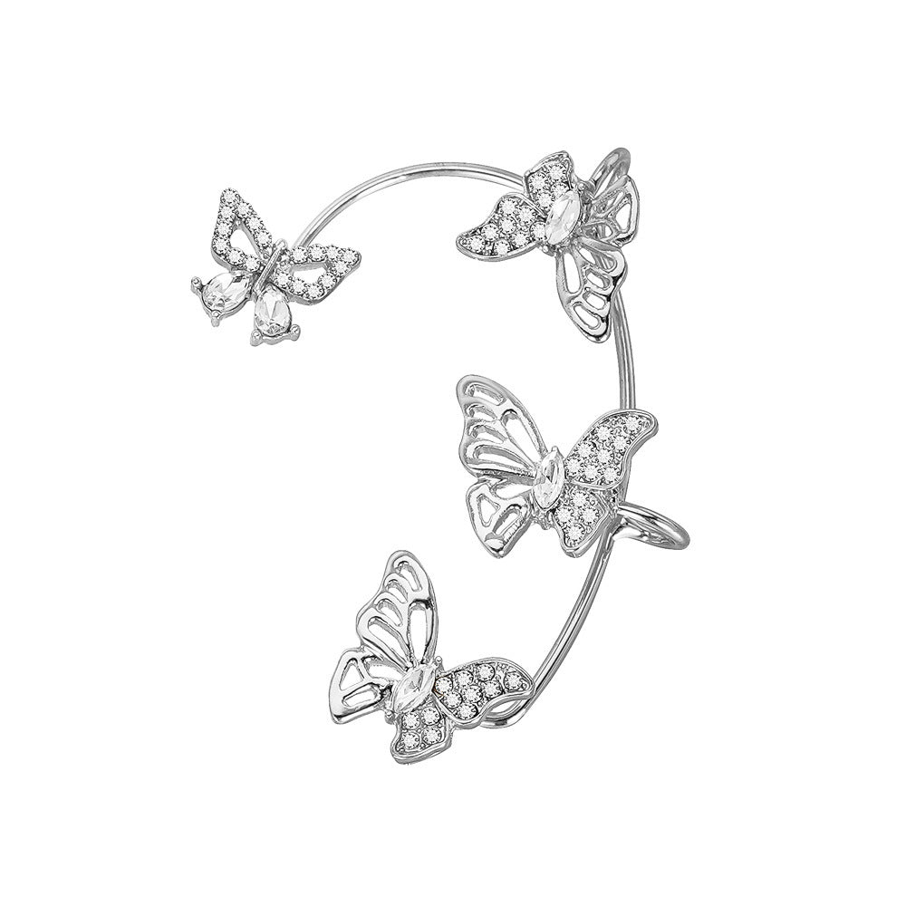 Women'S Elegant Butterfly Ear Cuffs - No-Piercing Ear Hooks, Synthetic Gemstone Accents, Everyday & Formal Jewelry for Parties, Weddings, Everyday Outfits - Non-Piercing Ear Clips for Sensitive Light Beige, Party Accessories, Good Vibrations