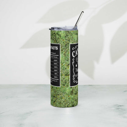 Adult stainless steel tumbler with metal straw, 20 oz capacity, eco-friendly design.