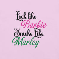 Barbie Marley t-shirt with "Look like Barbie, Smoke like Marley" design, unisex garment-dyed heavyweight.